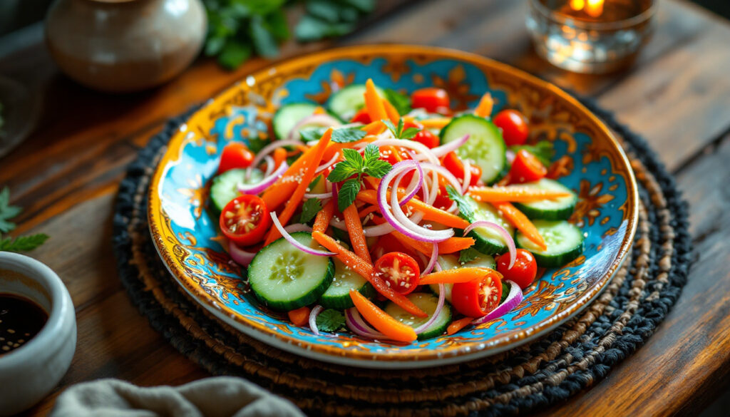 ontdek de heerlijke smaken van komkommer salade, een verfrissende indonesische lekkernij boordevol smaak en knapperigheid. perfect als bijgerecht of lichte maaltijd.